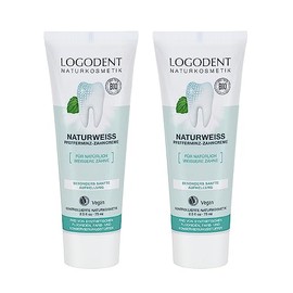 Logona Natural White Brush, 2.5 fl oz (75 ml) x 2 (For White Glowing Teeth), Set of 2