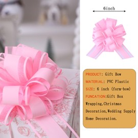 FORBINBO 6Pcs 6inch Pull Bow Gift Wrapping,Pull Bow For Gift Basket, Gift Bag Box Wrapping Decor, Valentines Day, Birthday, Anniversary, Wedding, Flower Packaging (Pink)