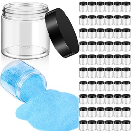 Patelai 60 Pcs Plastic Container Jars with Lids Round Clear Travel Cosmetic Container Jars for Toiletries, Lotion, Cream, Ointments, Makeup, Rhinestone, Samples, Kitchen Storage(Black,10 oz)