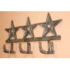 Western Country Lone Star Design Cast Iron Coat Hooks Set,