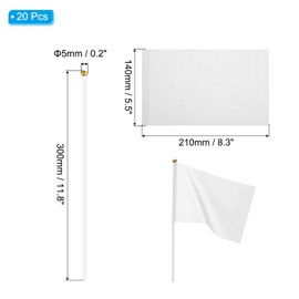 PATIKIL 20pcs White Flag Game Solid White Flags Small Mini Flags with Stick for Game Birthday Carnival Party Decoration