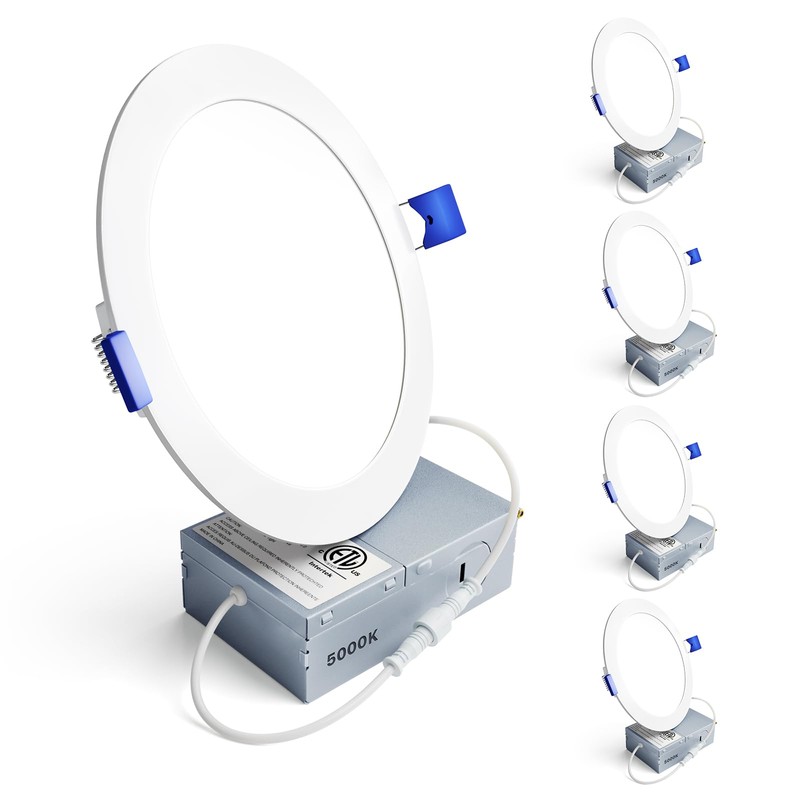 Ensenior 4 Pack 6 Inch LED Recessed Light, Dimmable, 5000K