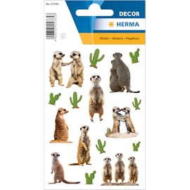HERMA Meerkat Stickers, Animal Stickers for Children and Toddlers, Children's Stickers with Meerkat Motif for Sticker Album Scrapbook Photo Album Gift Birthday Decoration Letters Crafts
