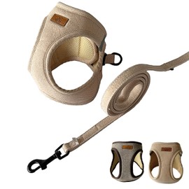 Luxury Tweed Dog Harness & Lead Set - Neutral Aesthetic Design in Brown, Cream, Black & White - British Countryside-Inspired, Puppy or Dog, Durable, Premium Comfort & Style (Mocha Brown, Small)