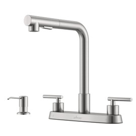 APPASO 2 Handle Kitchen Faucets, Kitchen Faucet with Pull Down Sprayer, 4 Hole Kitchen Faucets, Brushed Nickel Kitchen Faucet with Soap Dispenser, Stainless Steel Faucet for Kitchen Sink, RV, Bar