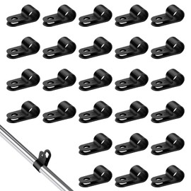 100 pcs R Type Cable Clips, 5/16" Nylon P Clips, Black Cable Cleats, Wire Clamp for Electrical Wire Conduit Cables Management