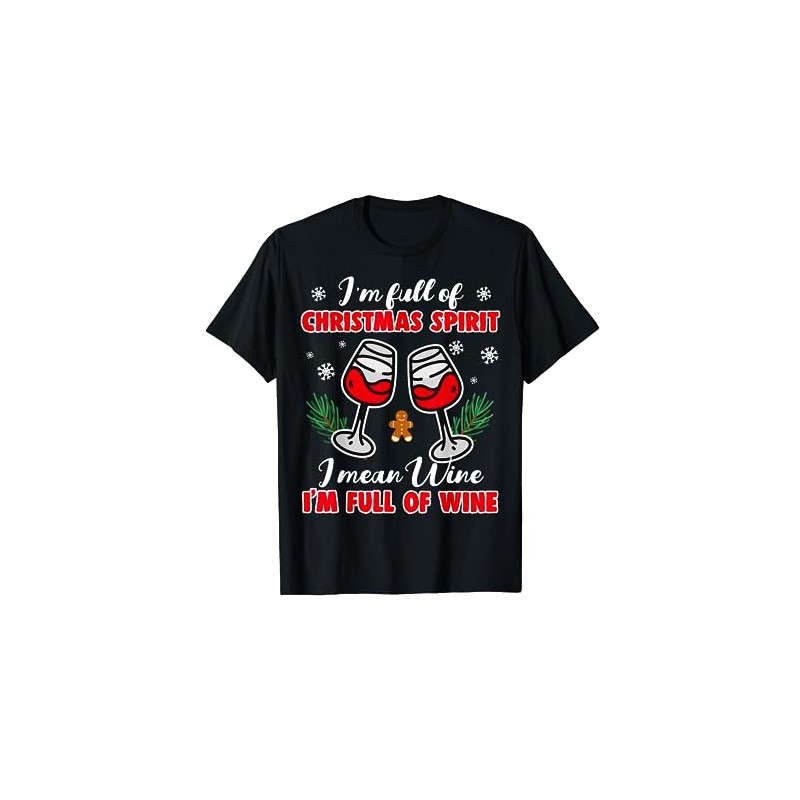 Funny Wine Christmas Outfit Christmas Xmas Christmas T-Shirt, black