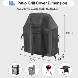 OutdoorLines Cubierta impermeable para parrilla de barbacoa, cubierta universal para parrilla de barbacoa, resistente a los rayos UV, cubierta de parrilla de gas para parrilla exterior al aire última intervensión, 32 pulgadas de largo x 24 pulgadas de an