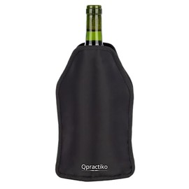 Qpractiko - Wine and champagne cooler, stylish and practical, environmentally friendly and sustainable, secure hold with anti-slip system, ideal for on the go and home, black, nylon