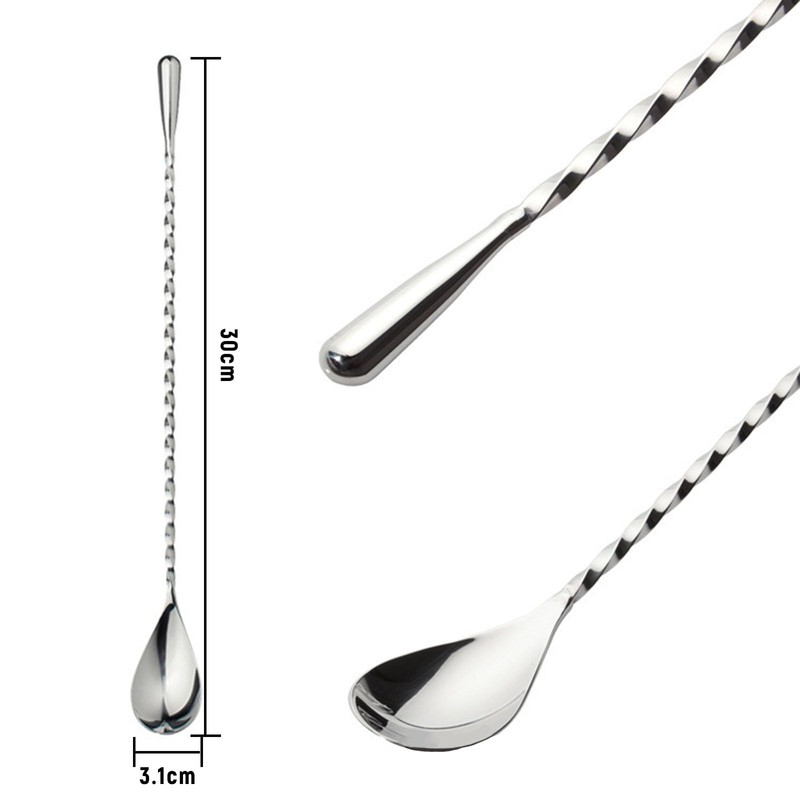 Vxcbad Set of 4 Long Spoons, Bar Spoons, Cocktail Spoons,