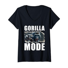 Damen Gorilla Mode Beast Power Motivation | Training im Fitnessstudio T-Shirt mit V-Ausschnitt