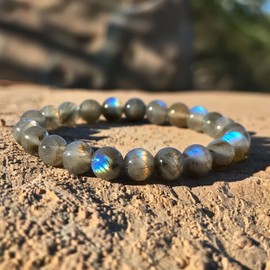 Unbranded 8 mm Labradorite Stone Beaded Bracelet Natural Gemstone Crystal Stretch Bracelet