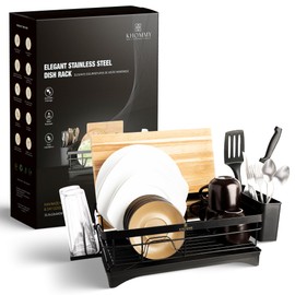 KHOMMY Dish Drying Racks for Kitchen Counter - Premium 304 Stainless Steel Escurridor de Platos para Fregadero, Elegant & Compact Dish Drainers for Kitchen Counter - Super Resistant & Easy to Install