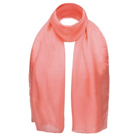 Basic Sense Plain Chiffon Soft Sheer Scarf, Coral