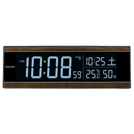 Seiko Clock C3 Series DL306B Radio Controlled Digital Desk Clock, Color LCD, 03: Brown Wood Grain, AC Powered, Size: 2.9 x 8.7 x 1.7 inches (7.3 x 22.2 x 4.4 cm)