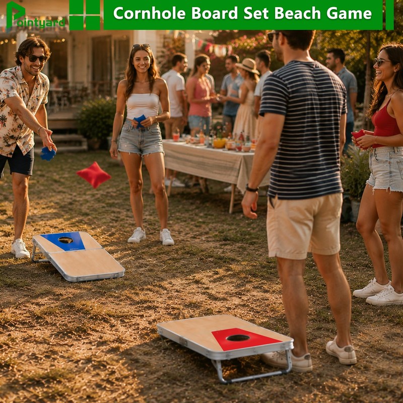 Pointyard Portable Cornhole Board Set-24x16in Foldable Family Yard Game