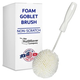Foam Goblet Wine Glass Cleaner Brush by FryOilSaver, Foam Cleaning Brush for Glass Bottles, Non-Scratch & Soft Bristles for Wide Neck Wine Glasses, Dishwasher Safe for Hotel, Bar & Restaurants - B232C