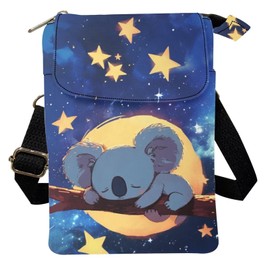 Xpyiqun Koala Purse Mini Crossbody Bag Women Phone Bags Canvas Messenger Bags Galaxy Space Cross Body Pouches for Teen Girls Kids Cute Stuff Shoulder Handbag Travel Wallet