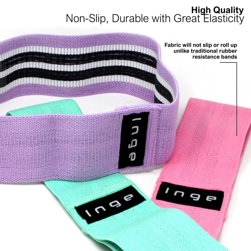 Inge 3 Pack Fabric Resistance Bands | Glute Bands |