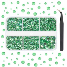 qiipii Light Green Resin Rhinestones for Bedazzling Crafting 2mm 3mm 4mm 5mm 6mm Flatback Gems Stones Diamonds Crystals Charms for Nails Face Eyes Makeup Tumblers Bottles Crafts Clothes Shoes Phones