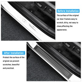 YOJOJOCO Door Sill Protector for Hyundai Tucson 2025 2024 2023 Accessories Stainless Steel Front and Rear Door Car Pedal Kick Guards Protection (Carbon Fiber Texture)