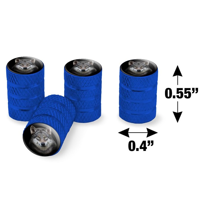 Grey Wolf Head Valve Stem Caps for Tire Rim Wheel