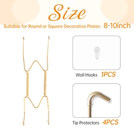 Bilillo Plate Hangers for The Wall, Suitable for 8-10 inch Decorative Plate, Stainless Steel Invisible Heavy Duty Wire Plate Holder with Wall Hooks, Plate Hangers for Displaying Plates, Platter, Dish