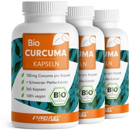 Organic Curcuma Capsules 1095x with 700 mg Curcuma from Controlled Organic Cultivation - Optimal High Dose with 35 mg Curcumin per Capsule - with Black Pepper Extract - Supply for the Whole Family