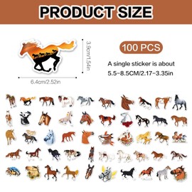 YSJCHEBS Pack of 100 horse stickers, cartoon graffiti stickers, creative waterproof stickers, decorative stickers, seal stickers, can decorate computers, suitcases, skateboards etc.