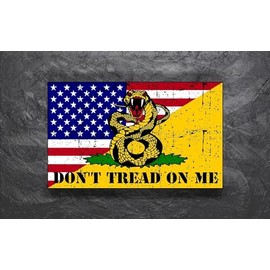 Firehouse Graphics American flag Don't Tread On Me Gadsden 1776 We The People weathered vinyl sticker decal (9"x16")