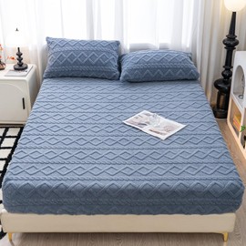 Full Velvet Fitted Sheet and 2 Pillowcases, Deep Pocket Up to 15”