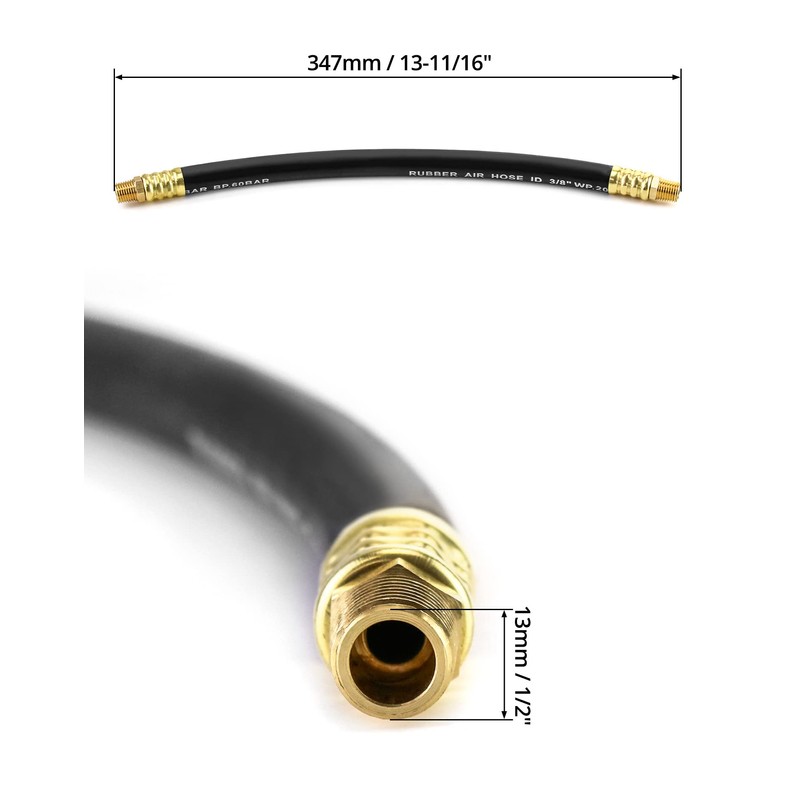 QWORK Air Compressor Hose, 3/8" X 13" Air Hose, 300