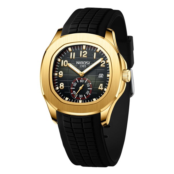 NIBOSI Mens Watches Analog Military Watch with Calendar Silicone Strap