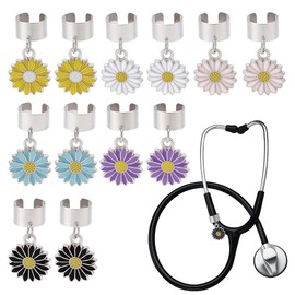 OLYCRAFT 12pcs 6 Colors Sunflower Stethoscope Charms 1.6cm Daisy Alloy Stethoscopes Tag Pendant ID Name Tag Charm Stethoscope Charms Stethoscopes Accessories for Doctor Nurse Medical Assistant