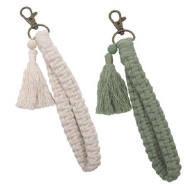 SSKHE 2 Pieces Tassel Keychain, Soft Handmade Keychains, Elegant Macrame Keychain, Green, One size