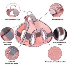 AIITLE No Pull Dog Vest Harness, All Weather Breathable Mesh, Reflective Stripes, Adjustable Escape Proof Pet Outdoor Harnesses for Medium Dogs Pink M