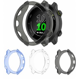 Garmin ForeAthlete 55 Case Cover Soft TPU Drop Shock Absorption Easy On and Off Thin Lightweight Protective Protector (Black)