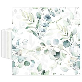 50 servilletas de papel de eucalipto vegetal de 6.5 x 6.5 pulgadas, hojas de color verde salvia, servilletas desechables para almuerzo, cena, fiesta, cóctel, para baño, novia, baby shower, decoración