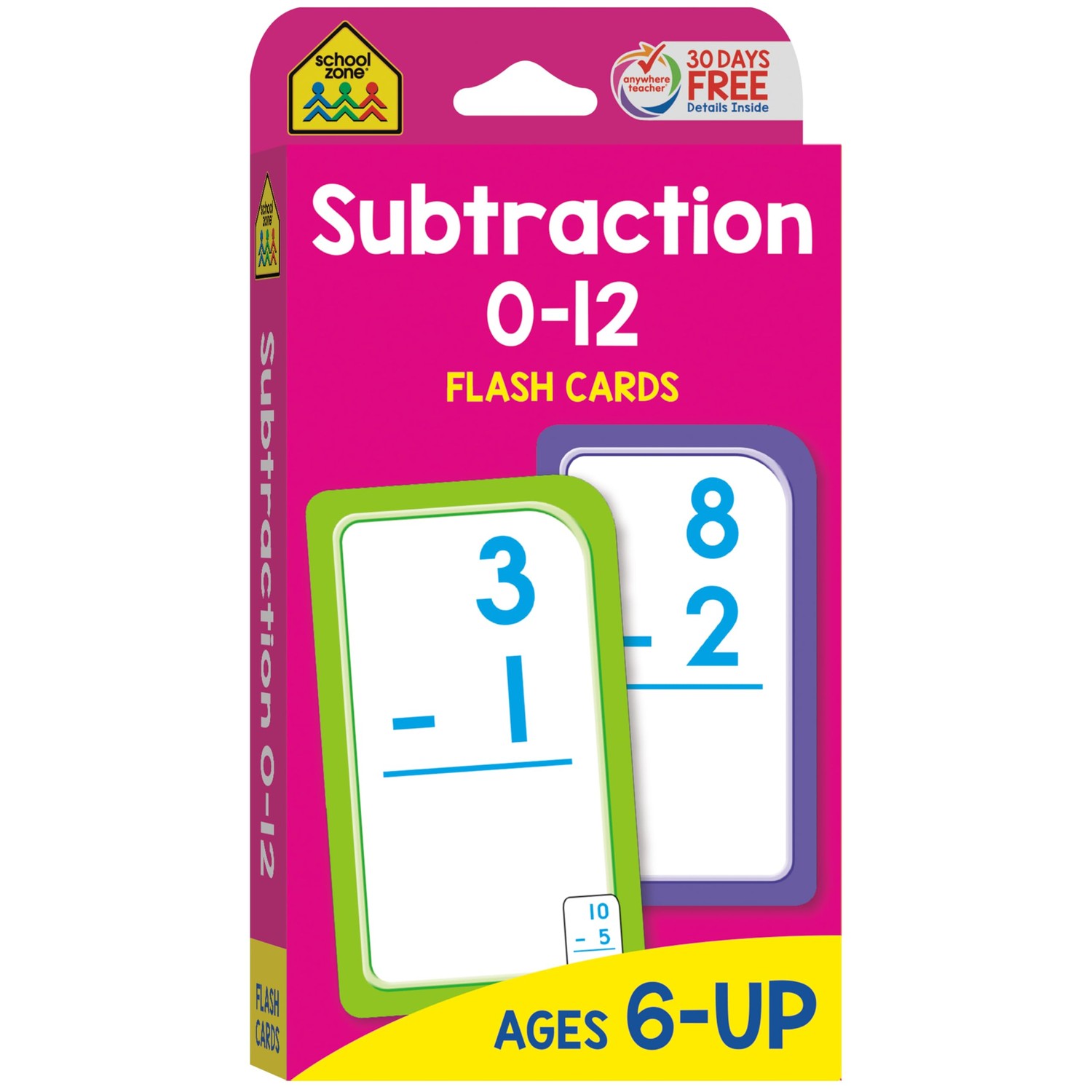 School Zone - Subtraction 0-12 Flash Cards - Ages 6 and Up, 1st Grade ...