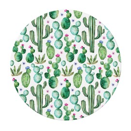Famame Watercolor Cactus Cacti Fitted Round Tablecloth Waterproof Table Cloth with Elastic Edge Wipe Clean Table Covers for Indoor Outdoor Fits 45"-50", Medium