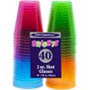 Party Essentials Hard Plastic 2-Ounce Shot/Shooter Glasses, 40-Count, Assorted Neon