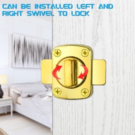 XINMEIWEN 4Pack Rotate Bolt Door Catch Gate Catches Security Door Slide Lock Revolving Door Fence Lock (Gold)