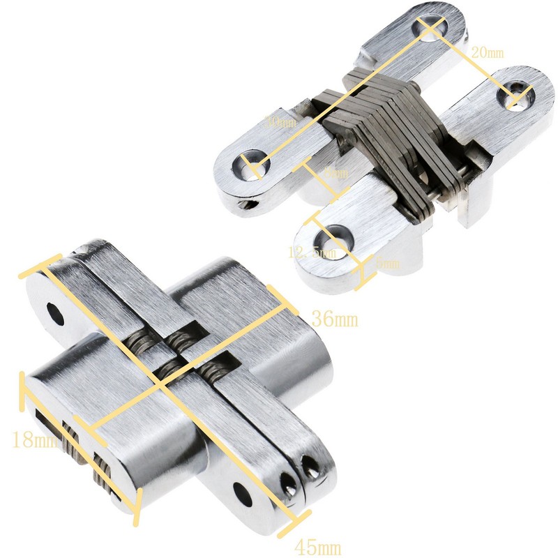 2 X Hidden Cross Invisible Hinges For Folding Wooden Door