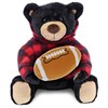 DolliBu Black Bear Stuffed Animal with Football Plush – Super