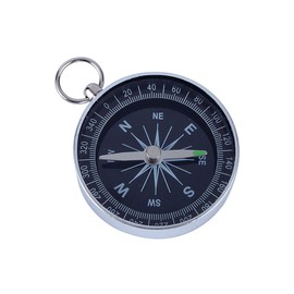White Dial Iced Compass 45mm Aluminum Case Silver Portable Pocket Compass for Outdoor Cam Hiking Sports Navigation