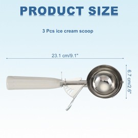 sourcing map 3 Pcs Cookie Scoops, Ice Cream Scoop with Trigger for Baking Cookie Dough Rice Pudding Kitchen Gadget, Beige