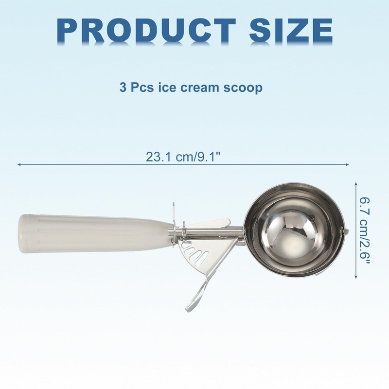 sourcing map 3 Pcs Cookie Scoops, Ice Cream Scoop with