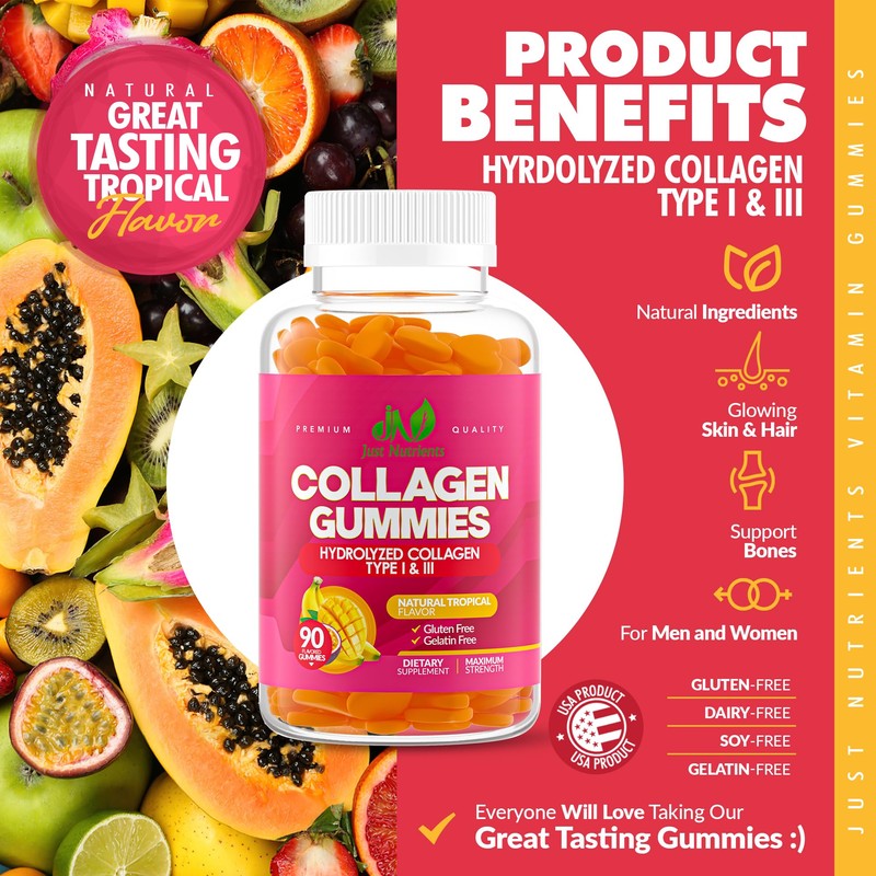 Collagen Gummies for Women & Men (90 Count) - Premium