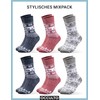 Occulto Women's Norwegian Socks Pack of 6 (Model: Frida), Grey