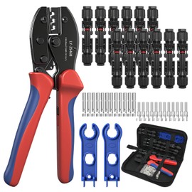 Dalephoric Solar crimping tool set for 2.5/4/6 mm² PV cable, with 1 MC4 crimping pliers, 12 pairs of cable connectors, 12 pairs of male female plugs and 2 wrenches, IP68 waterproof, crimping pliers